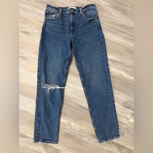 Abercrombie & Fitch Distressed Blue Straight Leg Jeans